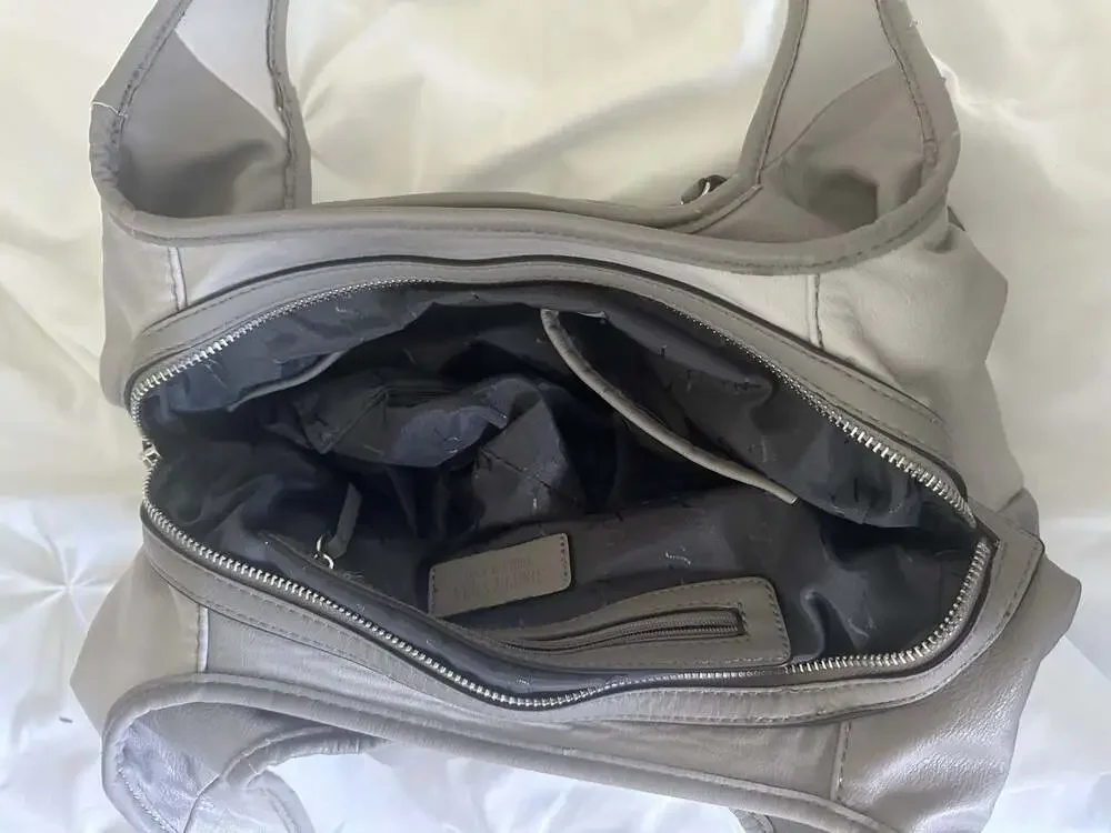 Simply Vera Vera Wang Gray Faux Leather Hobo Shoulder Bag
